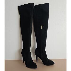EUC Karen Millen Black Leather Suede Tall Over the Knee Boots 41 10 $600